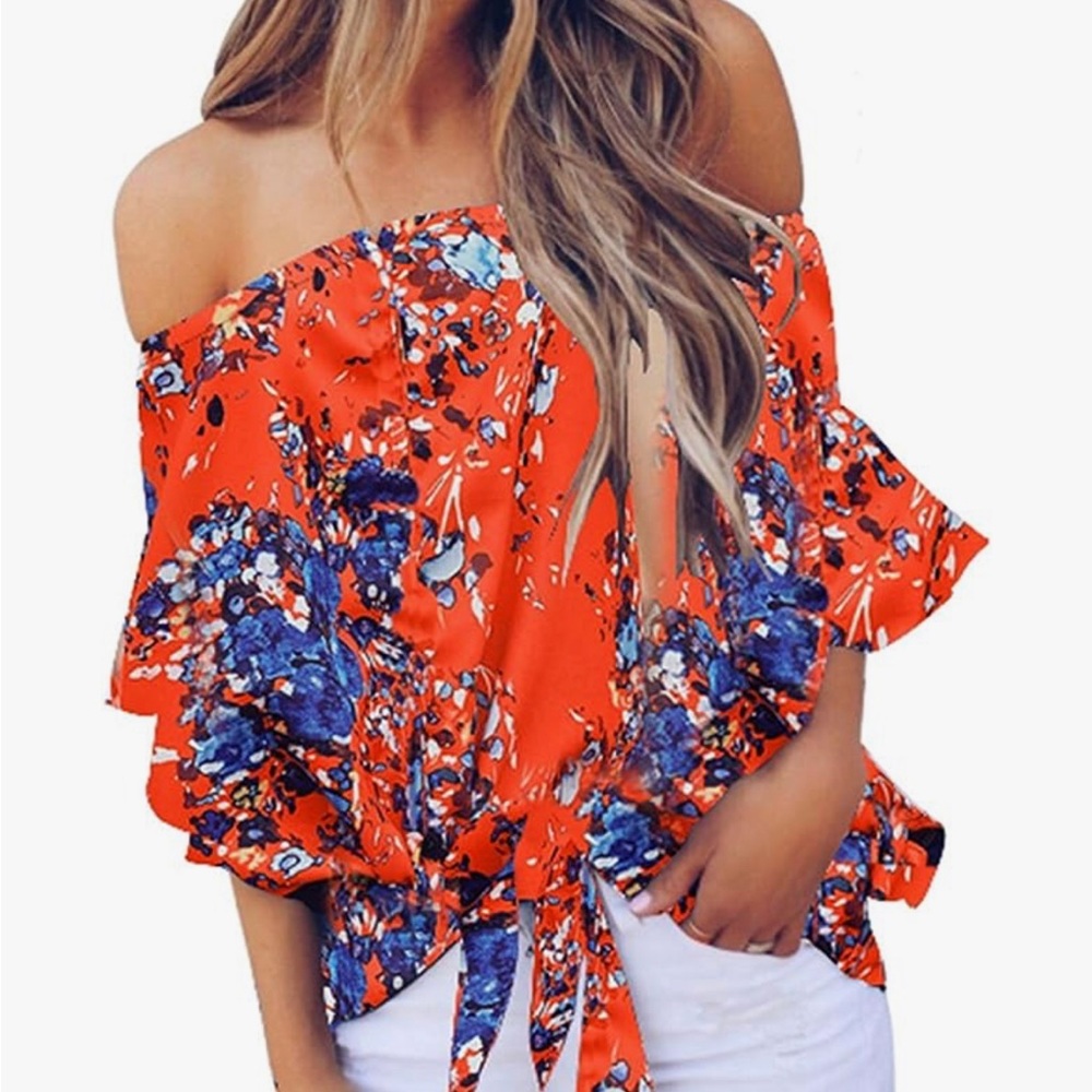 Off the shoulder floral blouse